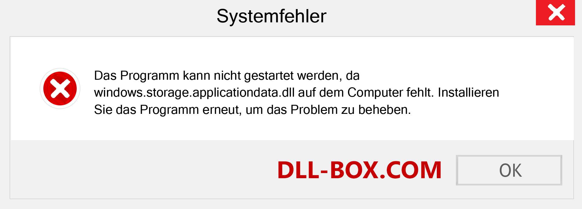 windows.storage.applicationdata.dll-Datei fehlt?. Download für Windows 7, 8, 10 - Fix windows.storage.applicationdata dll Missing Error unter Windows, Fotos, Bildern